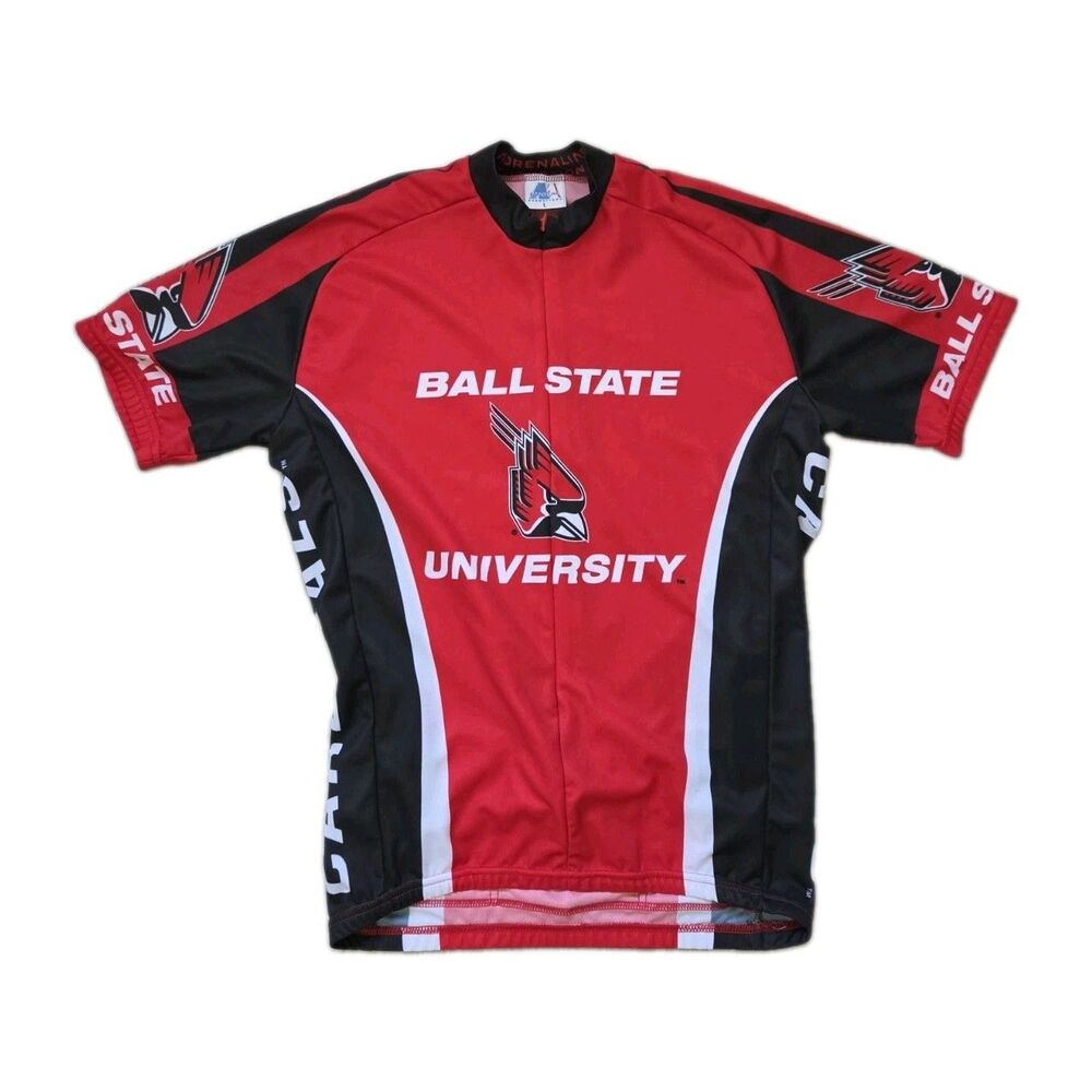 Adrenaline Promotions Ball State University Cycling Jersey Red 1/2 Zip Mens L